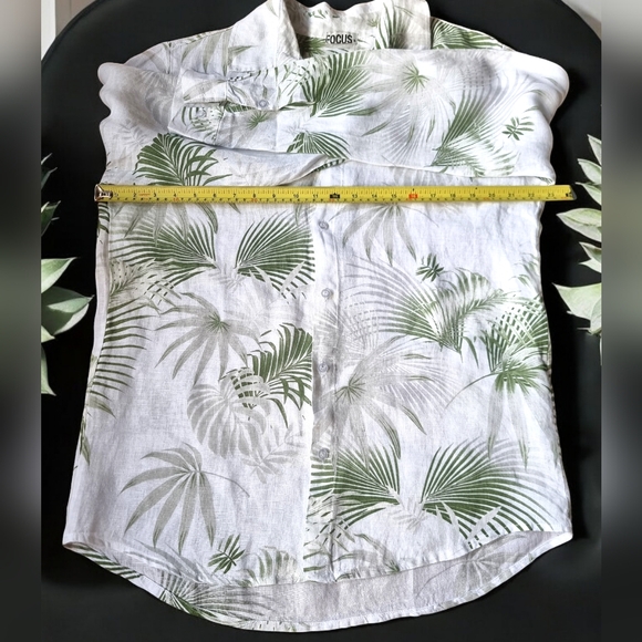 🆕️ FOCUS 100% Linen Tropical Long Sleeve Unisex Button Down Shirt - Picture 4 of 8